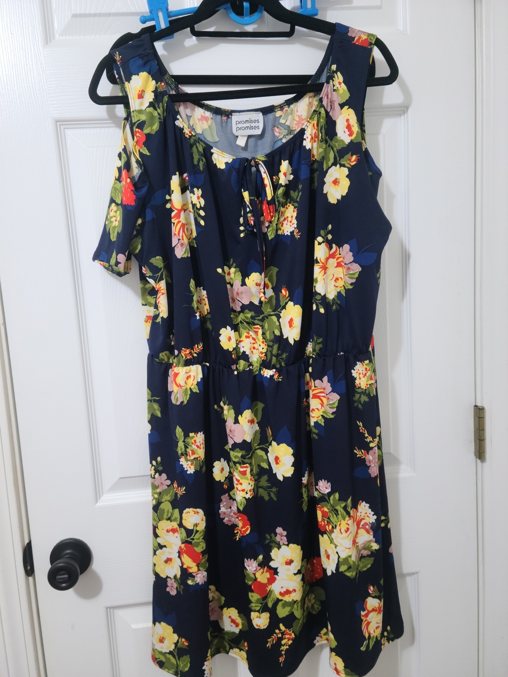 Promises Promises Navy Floral Cold-Shoulder Mini Dress